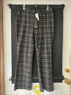 Truth Women’s Plaid Dress Pants with Charcoal Windowpane Plaid NWT XL
